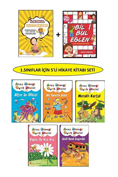 Ata Yayıncılık 1.sınıf Hızlı Okuma Kitabı+bil Bul Öğren Kitabı+1.sınıf 5'li S...