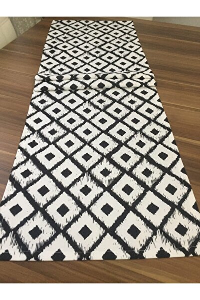 MER HOME Τραπέζι Runner με ασπρόμαυρο διαμάντι (150x43)