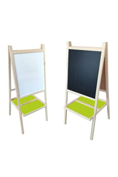 OKMORE Çift Taraflı Ayaklı Ahşap Yazı Tahtası Büyük Boy 48x110 Tebeşir+Tahta ...