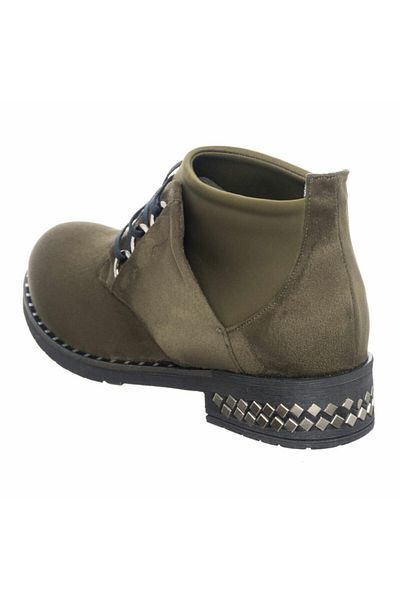 İriadam K406-4 Khaki Suede Large Size Women's Boots