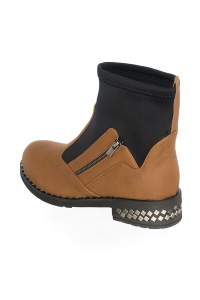 İriadam K606 Tan Black Top Quality Wide Size Large Size Women's Boots