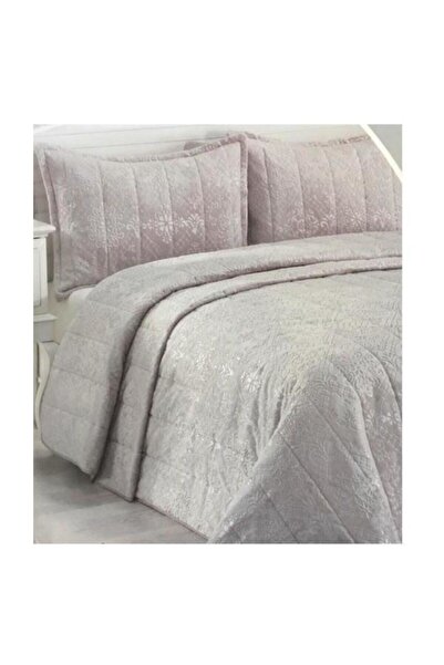 Merinos Yatak Örtüsü Çift Kişilik Ipeksoft Bade Açık Gri
