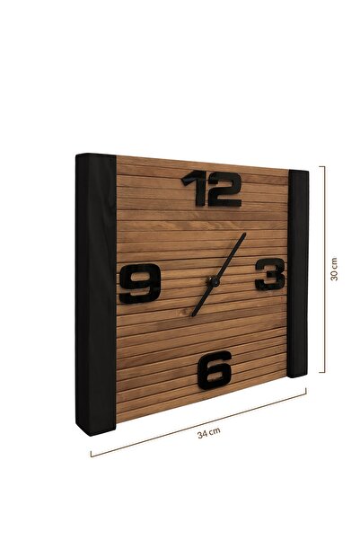 Grootland Decorative Wooden Clock Black and Walnut Color