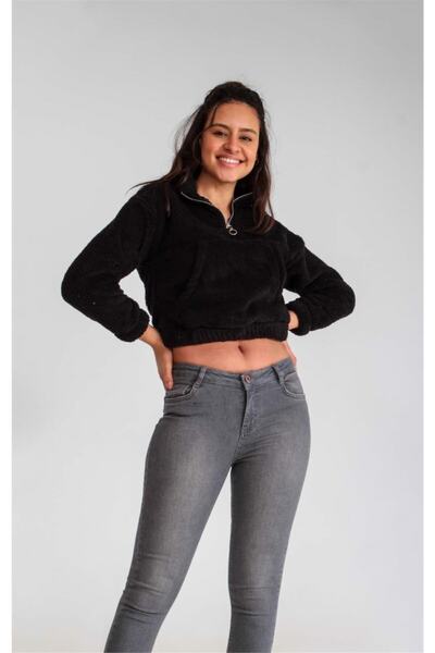 Collezione Unisex Siyah Peluş Sweatshırt