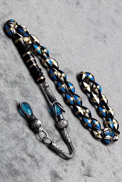 OTTOTESBİH 1000 de ciucuri Kazaz din argint sterling 7x11 mm mărgele de rugăciune încolăcite cu smalț albastru