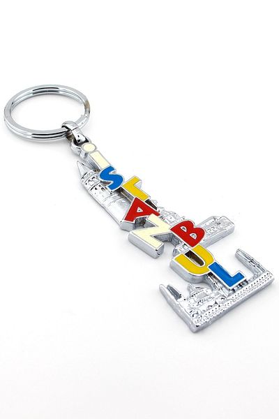 Solfera Istanbul Written Silhouette Galata Tower Metal Keychain Kc847