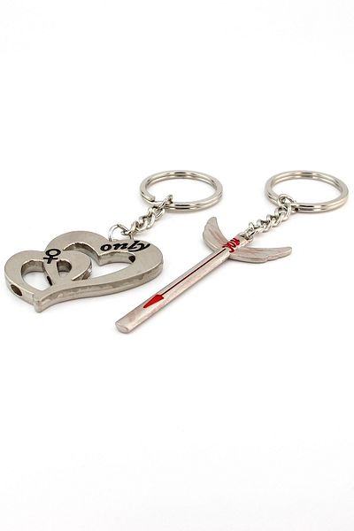 Solfera Nested Heart Arrow Metal Keychain Lover Set of Two Kc861