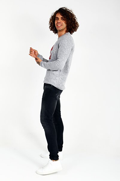 Collezione Grimelange Crew Neck Front Printed Long Sleeve Men's Sweatshirt