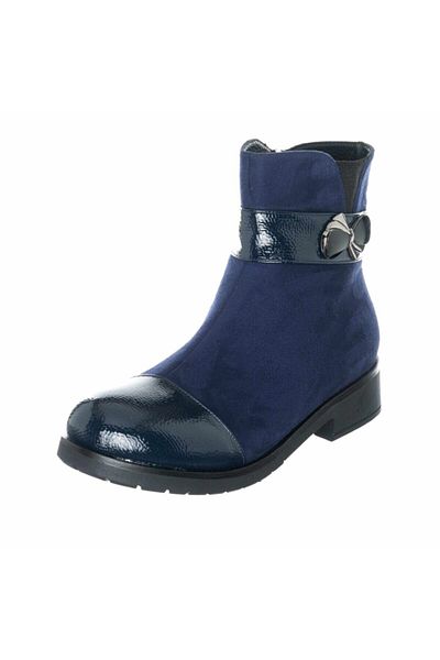 İriadam Women's Navy Blue Leather Large Size Boots Shoes K101-3