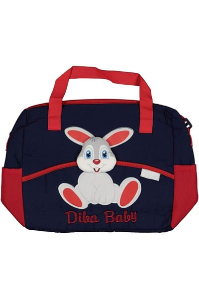 AlpCollection Navy Blue Rabbit Patterned Waterproof Zippered Baby Care Bag