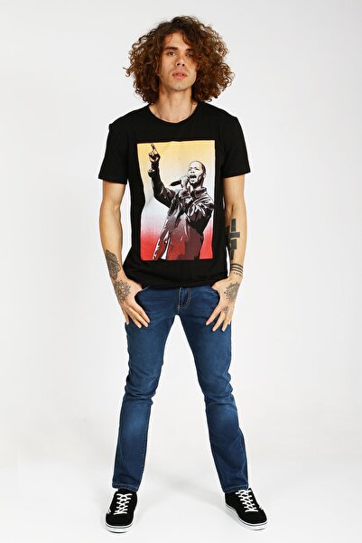 Collezione Ανδρικό μαύρο αθλητικό μπλουζάκι - κανονική εφαρμογή, κοντό μανίκι