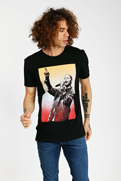 Collezione Ανδρικό μαύρο αθλητικό μπλουζάκι - κανονική εφαρμογή, κοντό μανίκι