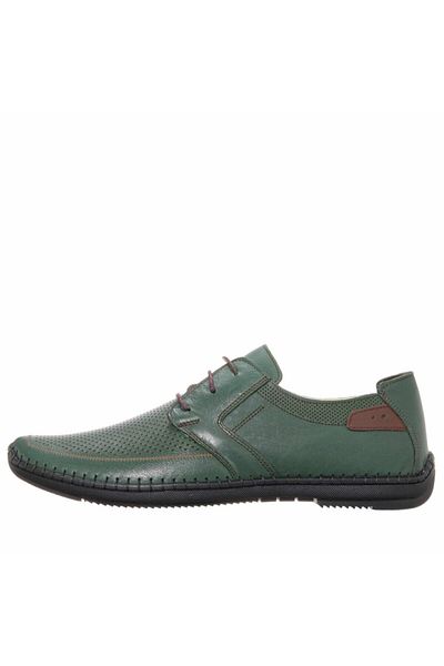 İriadam 4376-1 Dark Khaki Large Size Men's Shoes Comfortable Wide Stylish Fit Soft Leather