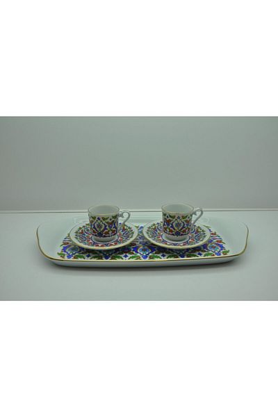 Kütahya Porselen Coffee Cup with Tray for 2 Persons Decoration No:073643
