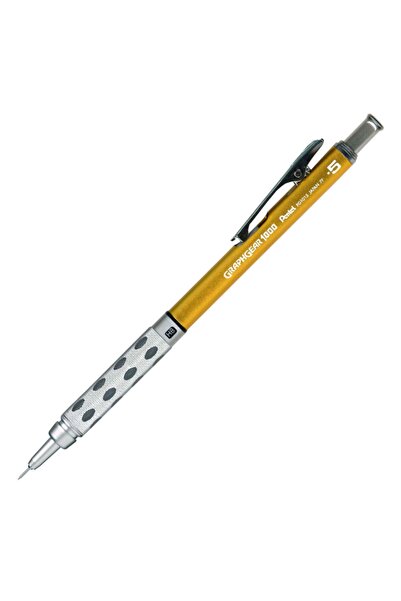 Pentel 0.5 Metal Gövdeli Gizli Uç Teknik Çizim Ve Yazı Versatil Kalem Sarı Pg...
