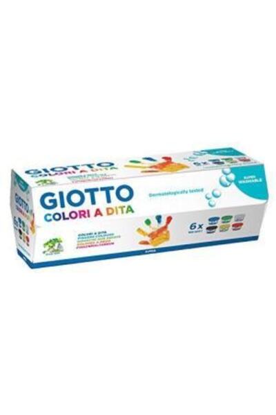 Giotto Parmak Boya 6x100 ml. Beyaz-sarı-kırmızı-mavi-yeşil-siyah