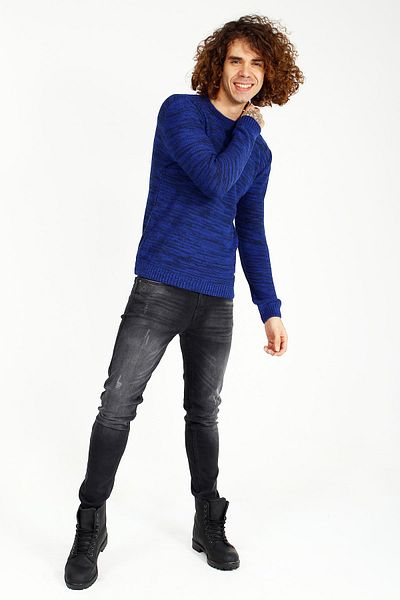 Collezione Sax Crew Neck Melted Long Sleeve Men's Knitwear Sweater
