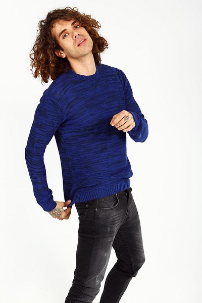 Collezione Sax Crew Neck Melted Long Sleeve Men's Knitwear Sweater
