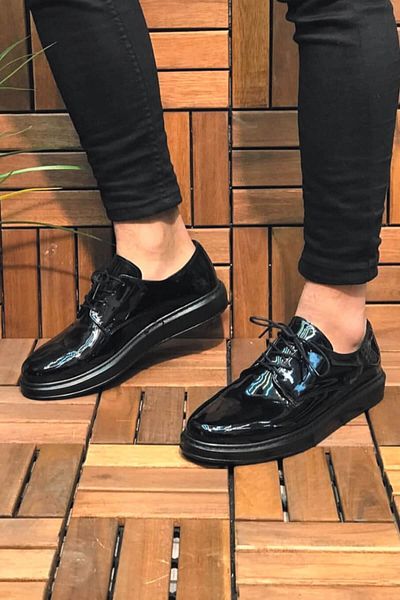 Chekich Ch003 Patent Leather St Men's Shoes Black