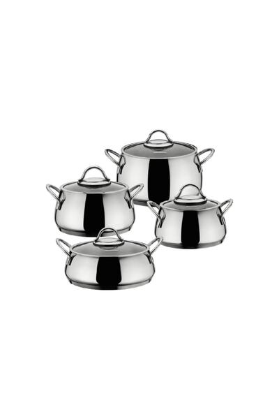 Hascevher Drop Pot Set 8 Pieces 18X11-20X12-24X14 and 24X10 cm Karnıyarık 18/...