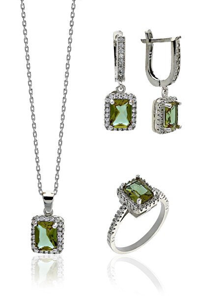 Hicret Gümüş Baget Taşlı Gümüş Kadın Set