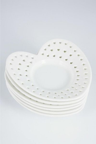 Tiesa Home Porcelain Heart Model Tea Plate 6 Pieces