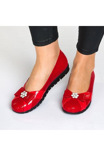 İriadam 18539 Red Drop Print Large Size Ballerinas