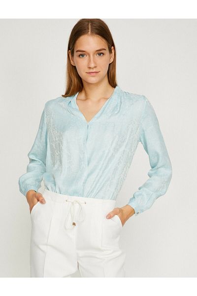 Koton Women's Green V-Neck Blouse 8YAK68975PW