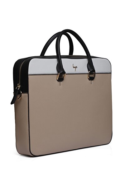 BYZ -233 Beige/White/Black 39X30X6.5Cm Faux Leather Briefcase