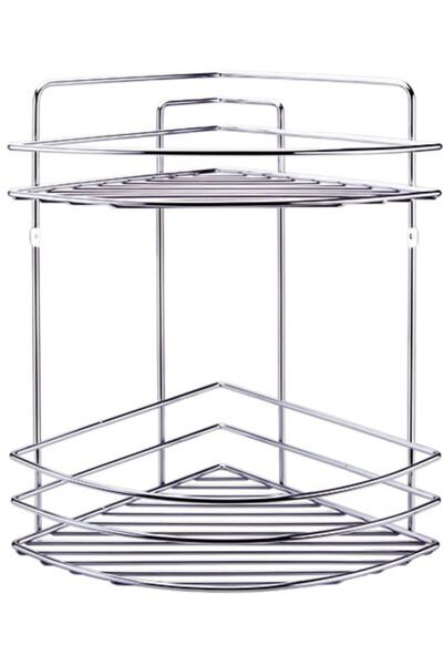 Teknotel Two-Tier Bathroom Shower Corner Shelf Chrome Bk052