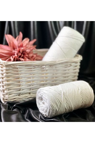 EBMA HOBİ Cotton Macrame Scanning Rope - 3 Mm - White (1 Piece)