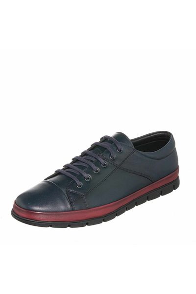 İriadam Eu1840 Navy Blue Claret Red Leather 4 Seasons Large Size Men's Shoes