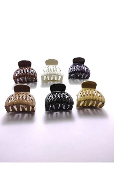 platin hediyelik 6 Pieces Brown Colored Women's Hair Clip - Small Size Curtain Latch Buckle