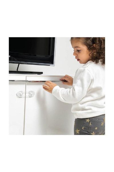 AVMmarketim Încuietoare multifuncțională albă pentru copii unisex, pachet de 2 încuietori pentru dulap, încuietoare de siguranță pentru dulap