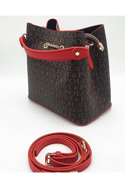 Just Polo Women's Red Brown Hand Shoulder Bag