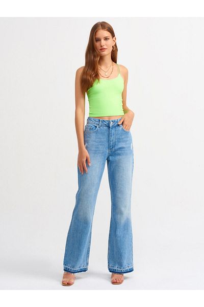 Dilvin 3528 Elastický Crop Top-neonově zelená