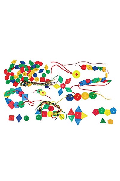 MEGA Geometrik Düğmeler Ipe Geçirme Oyunu 96 Parça