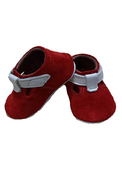 KAPAR First Step Red Suede Leather Baby Booties