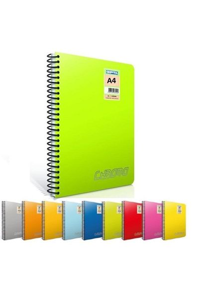 Gıpta Chromo Spiral PP Cover Notebook A4 Checkered 60 Sheets Set of 4