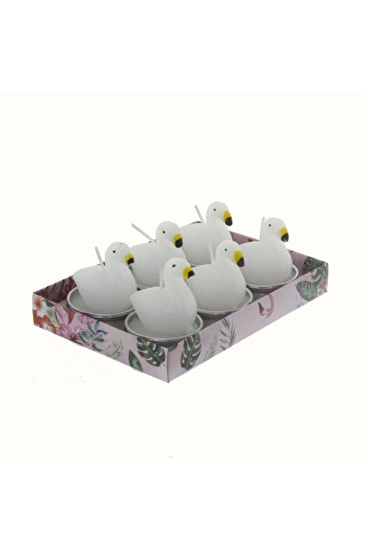 mutlu adım 6 Adet 4cm Flamingo Tealight Mum