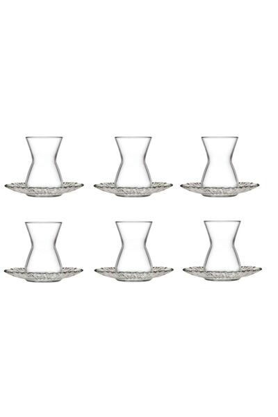 Paşabahçe Şelale Çay Seti Çay Takımı - Çay Bardağı Çay Tabağı 12 Prç.