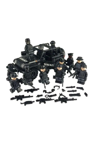 Legoedly 12 Pieces Swat Operation Set 1 Pieces Jeep and Accessories Compatible with Lego