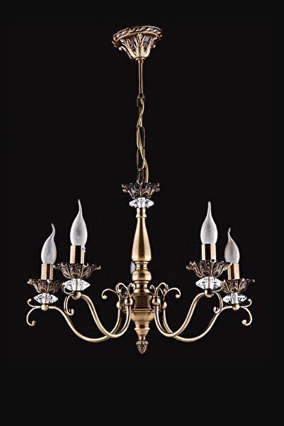 Avize çarşısı Martina 5 Kollu Kristal Taşlı Eskitme Avize