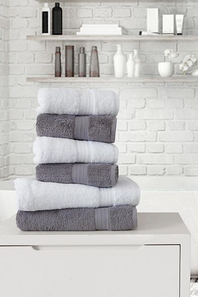 Upline Chelsea Granite-White Set of 6 Towels (4*50X90 + 2*74X140)