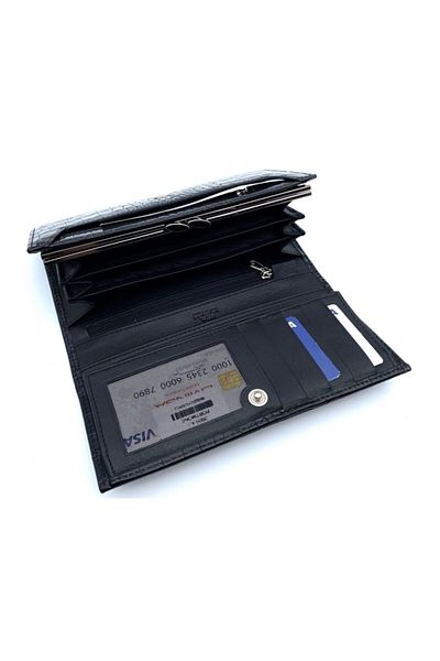 Eminsa Black Crocodile Leather Women's Wallet