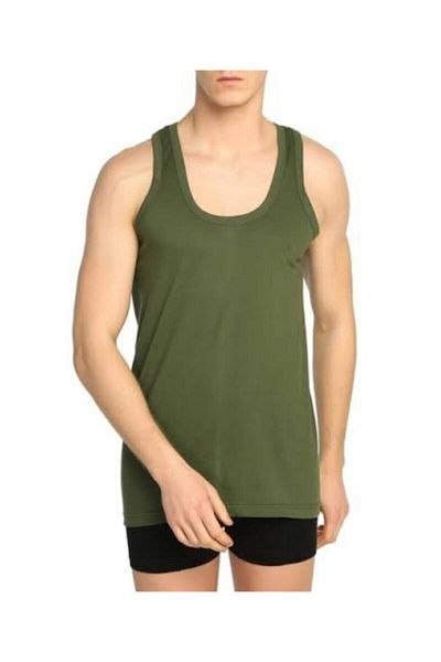 Seher Yıldızı Seher Men's Combed Cotton Undershirt Green Dark 100% Cotton Set of 6