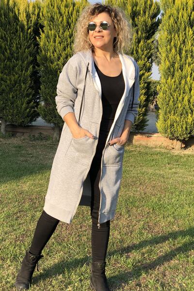 Dila Butik Içi Şardonlu Uzun Ceket