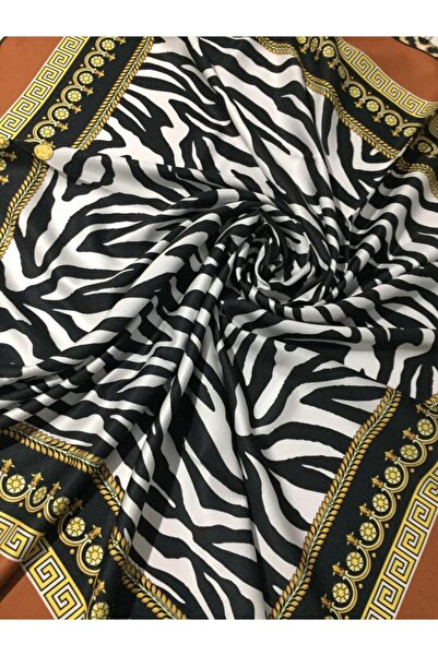 Bona Sera Twill Zebra Desenli Kiremit Renkli Eşarp