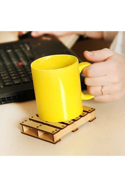 CajuArt 2 Pieces Pallet Shaped Wooden Design Coasters Decor