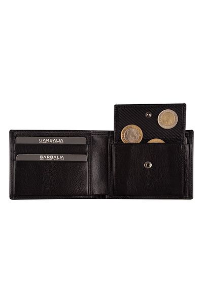 Garbalia Classic Black Men's Coin Portfolio with Genuine Leather Coin Holder
